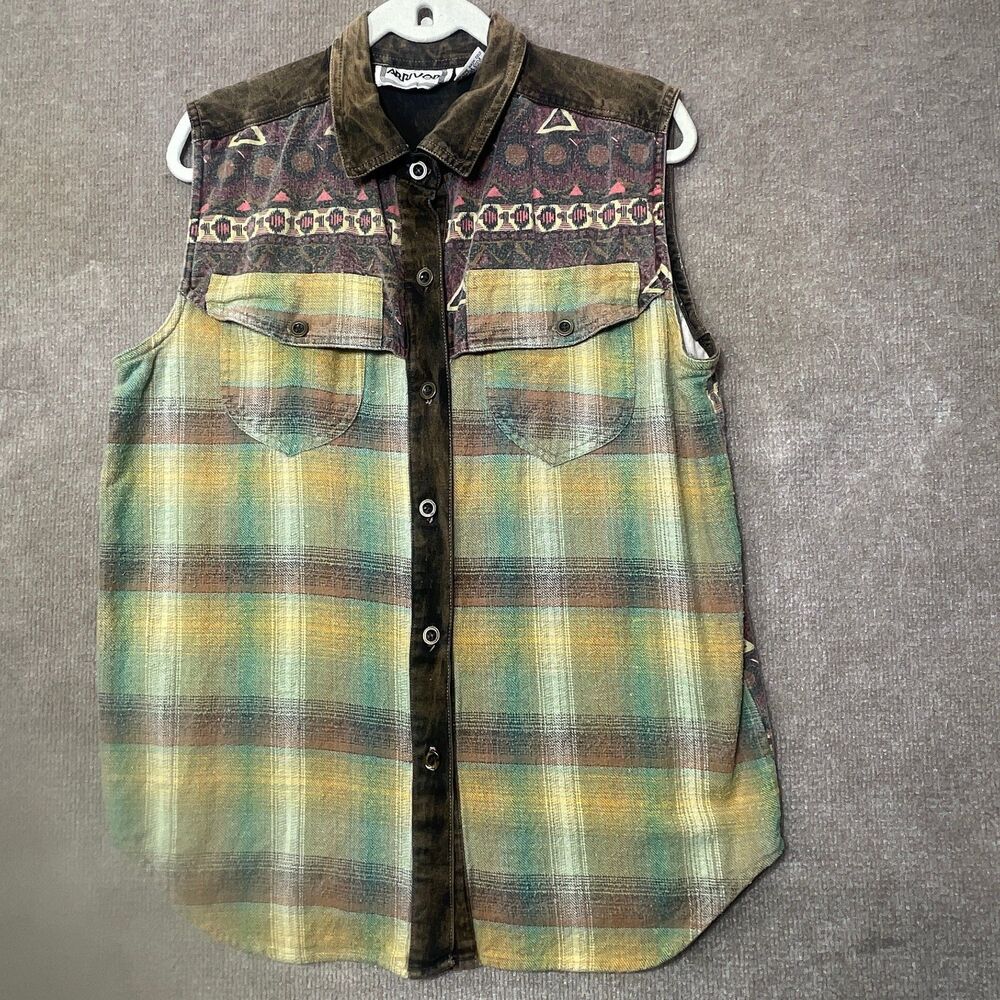 Arrived Vest Womens M Western Aztec Tribal Patchwork Boho Festival Grunge Hippie